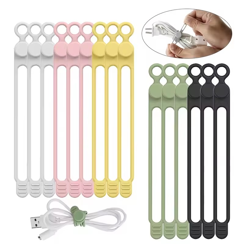 Cable Organizer - 10 szt. silikonowych opasek na kable,