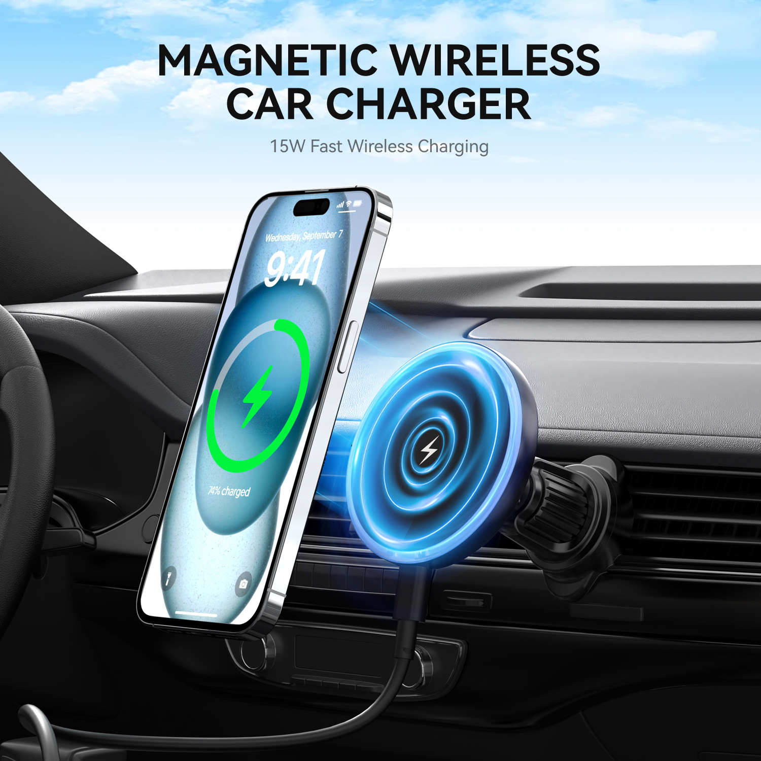 Phone Holder - Magnetyczna bezprzewodowa ładowarka samochodowa 15W z