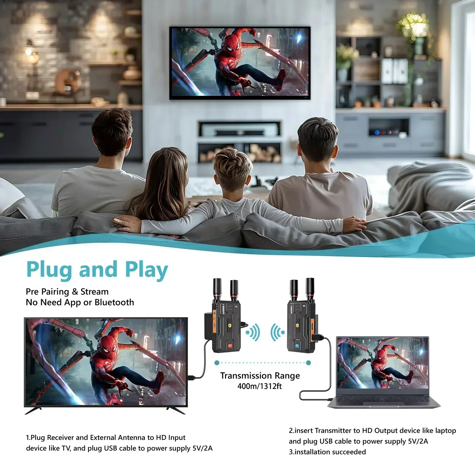400m 5G 4K bezprzewodowy nadaj – Hdmi Adapter recenzja i cena